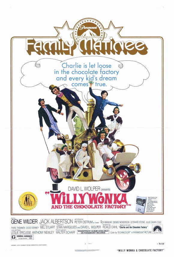 WILLY WONKA AND THE CHOCOLATE FACTORY Movie POSTER 27x40 C Gene Wilder ...